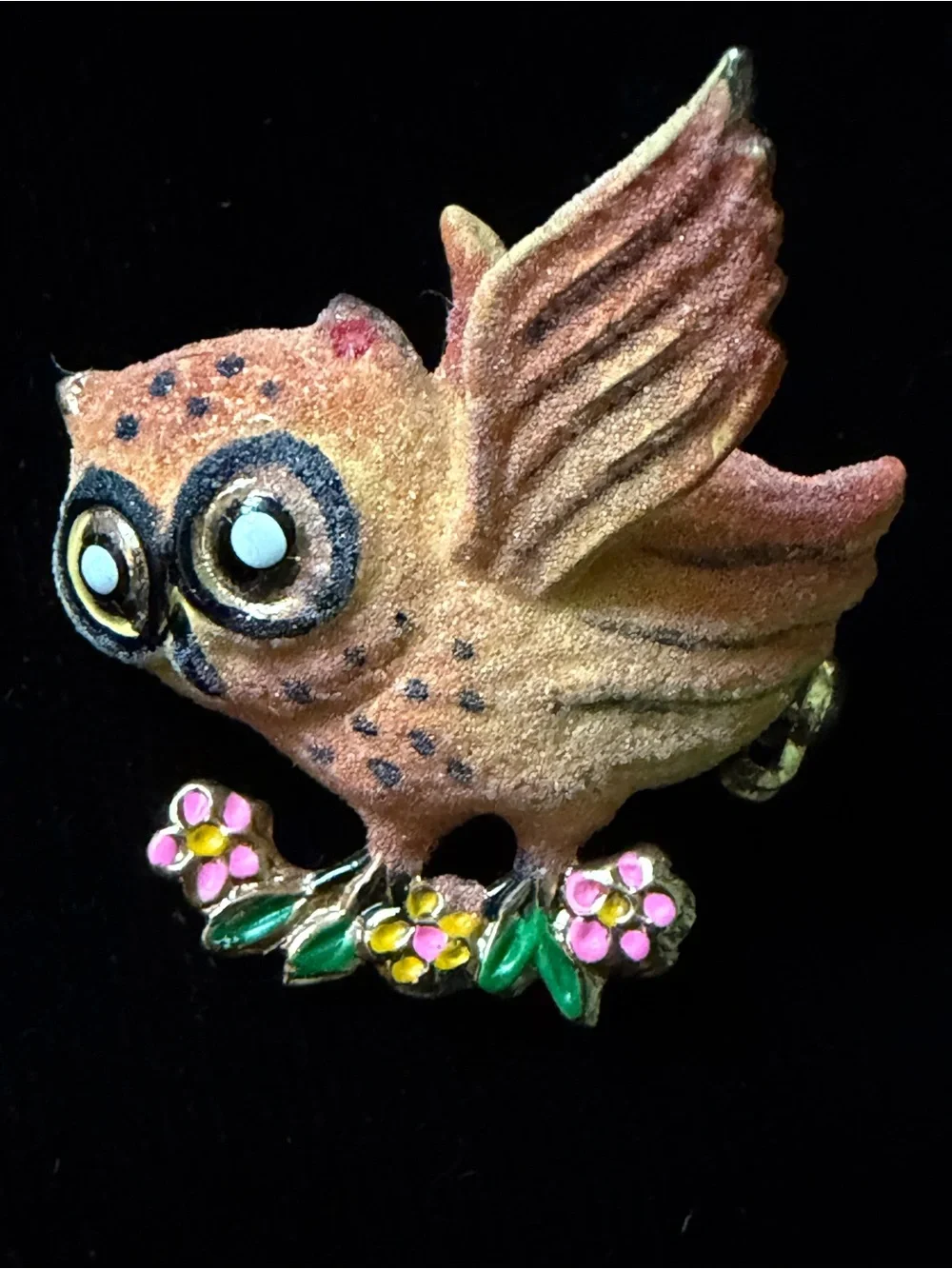 Vintage 1960s Big Eye Owl Brooch Pin Lot of 2 - Korea